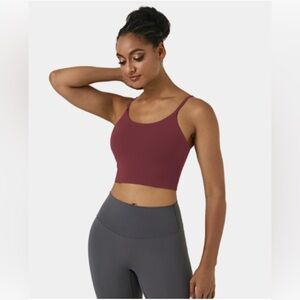 Halara Burgundy Cropped Tank with removable padding